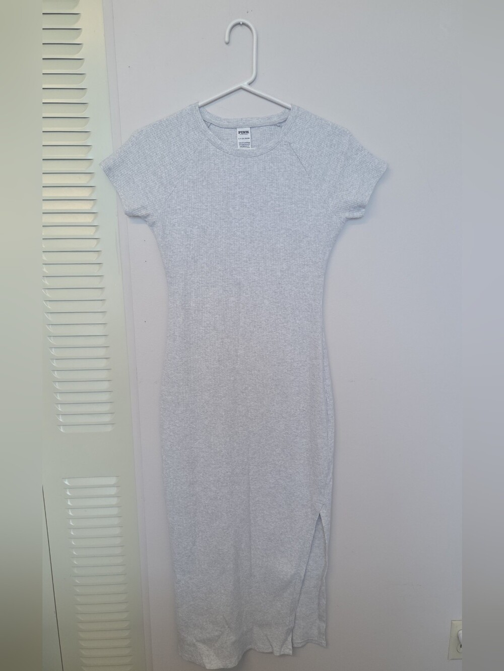 PINK Cotton Victoria's Secret Light Gray Ribbed Maxi Dress